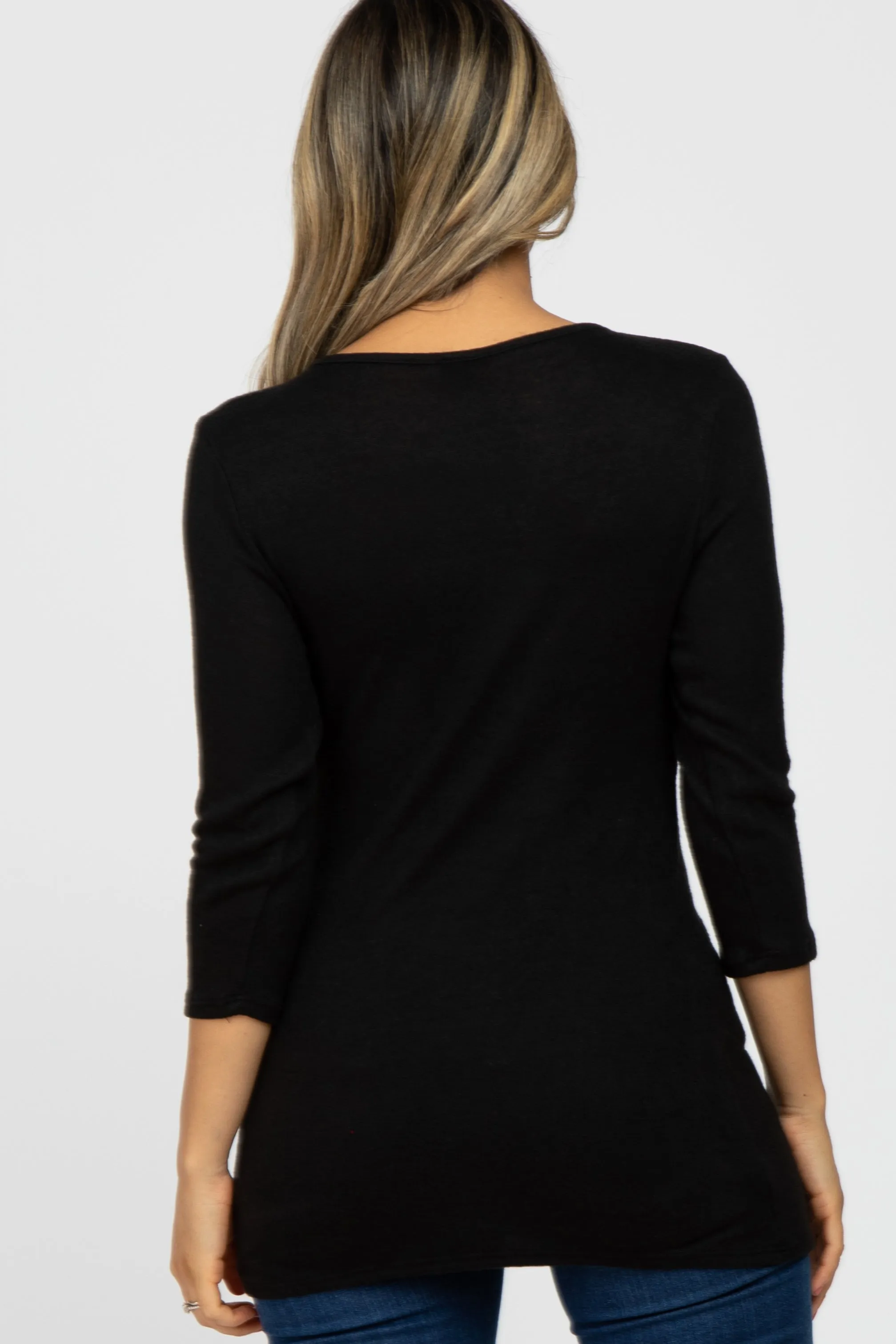 Black Brushed Knit Wrap Top sold by Pinkblush product image thumbnail 4