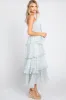 Light Blue Floral Sleeveless Tiered Maxi Dress sold by Pinkblush