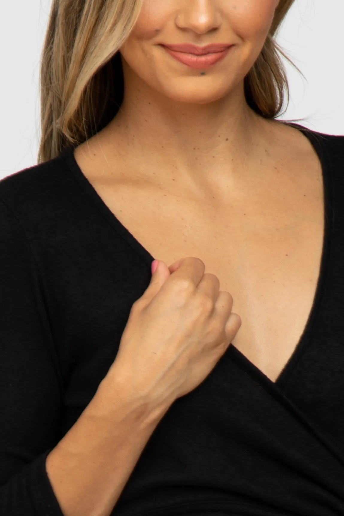 Black Brushed Knit Wrap Top sold by Pinkblush product image thumbnail 5