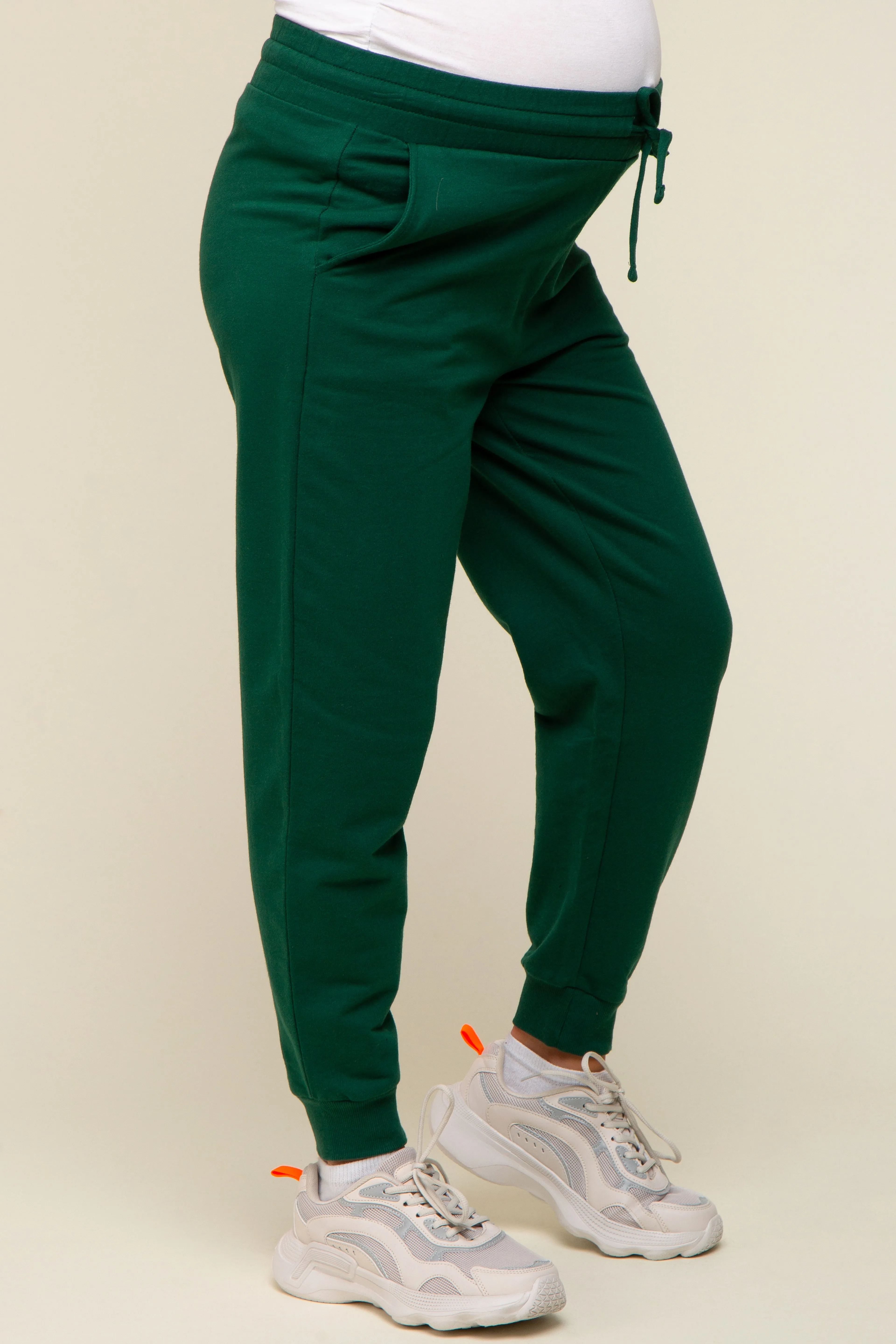 Forest Green Basic Drawstring Maternity Sweatpants sold by Pinkblush product image thumbnail 3