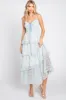 Light Blue Floral Sleeveless Tiered Maxi Dress sold by Pinkblush