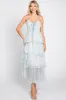 Light Blue Floral Sleeveless Tiered Maxi Dress sold by Pinkblush