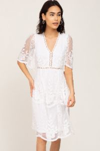 Ivory Lace Mesh Overlay Dress sold by Pinkblush