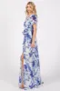 Blue Floral Side Slit Wrap Maxi Dress sold by Pinkblush