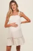 Cream Ruffle Hem Maternity Mini Dress sold by Pinkblush