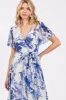 Blue Floral Side Slit Wrap Maxi Dress sold by Pinkblush