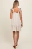 Cream Ruffle Hem Maternity Mini Dress sold by Pinkblush