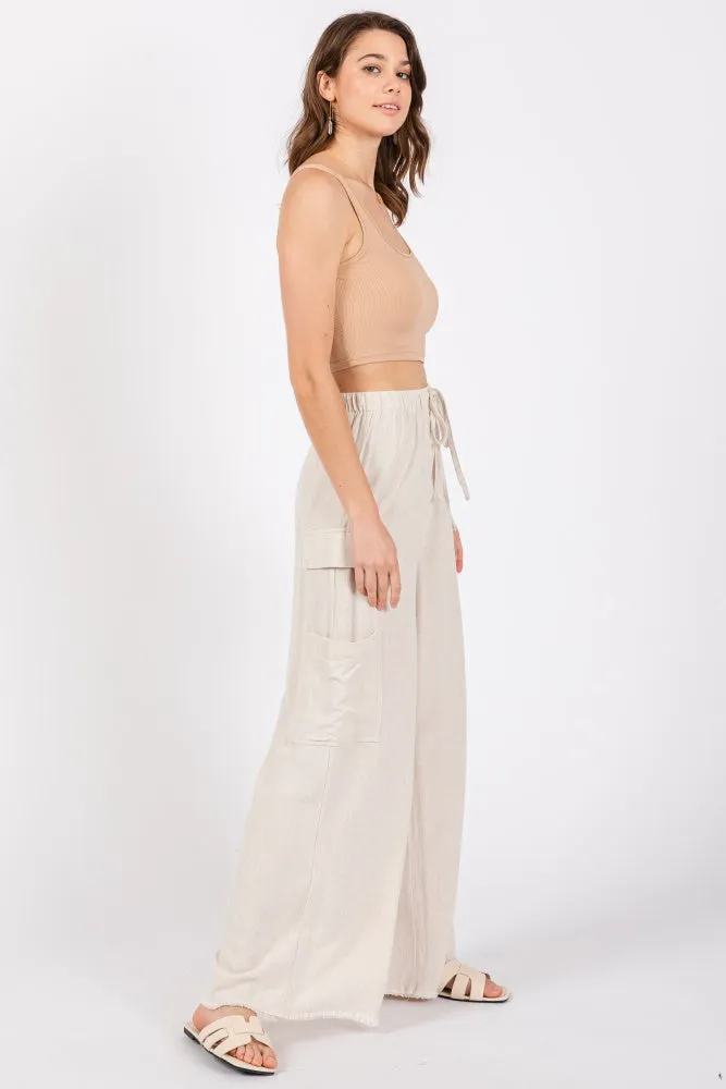 Cream Pocketed Drawstring Pants sold by Pinkblush product image thumbnail 2