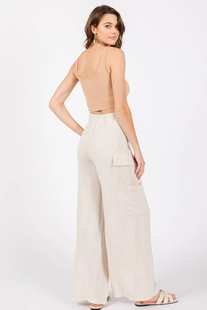 Cream Pocketed Drawstring Pants sold by Pinkblush product image thumbnail 3