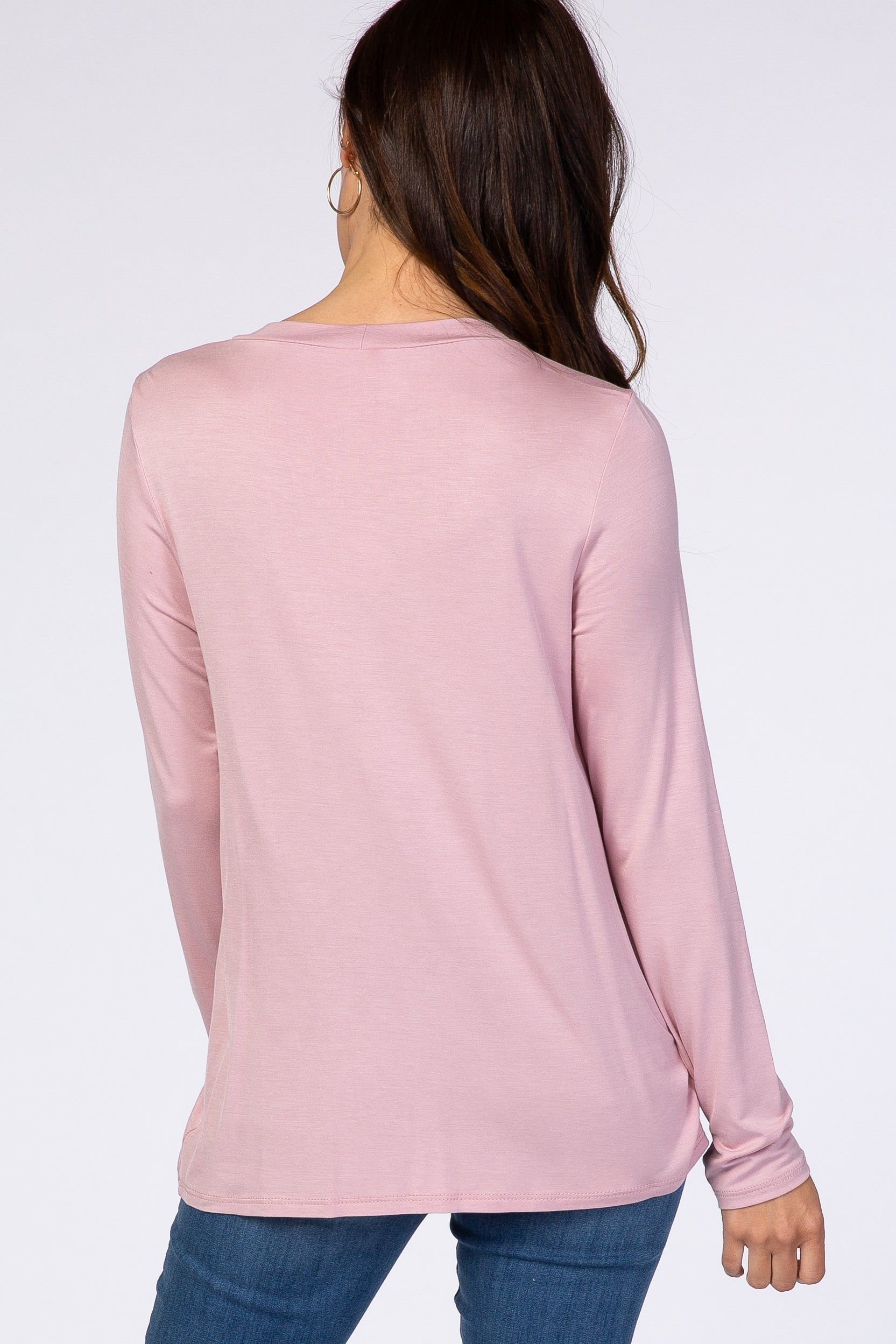 PinkBlush Pink Solid Layered Front Long Sleeve Nursing Top sold by Pinkblush product image thumbnail 4