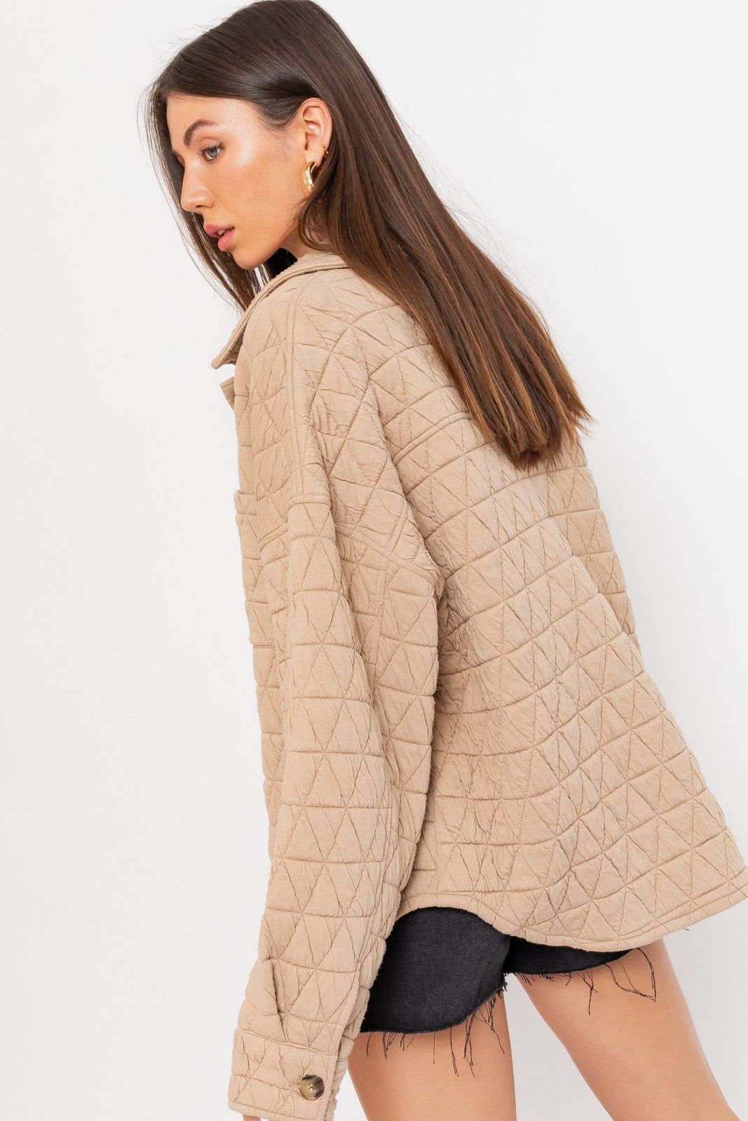 Taupe Quilted Jacket sold by Pinkblush product image thumbnail 2