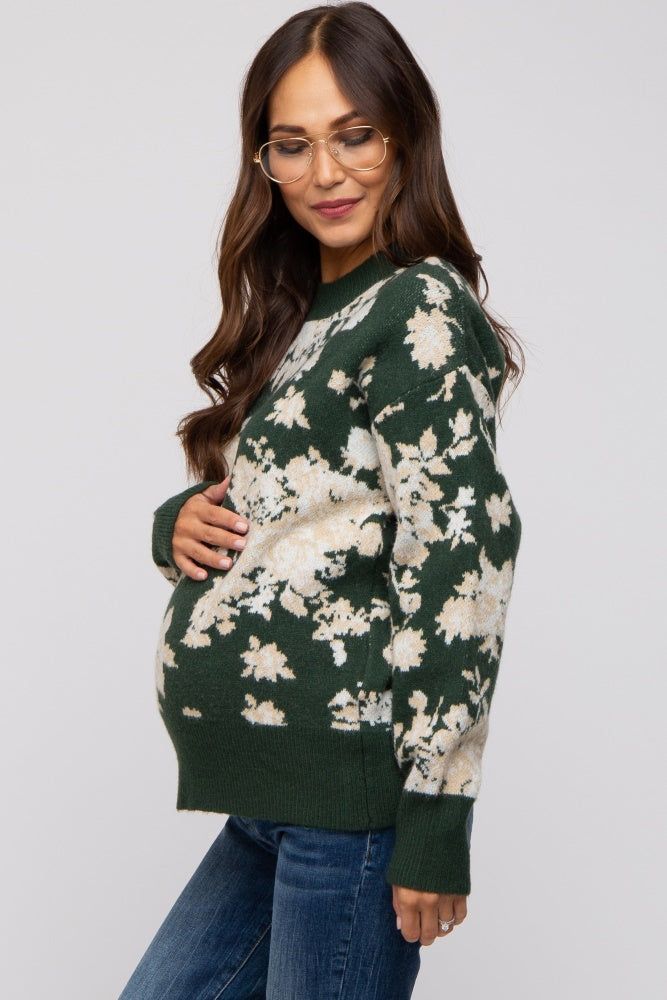 Forest Green Floral Maternity Sweater sold by Pinkblush product image thumbnail 3