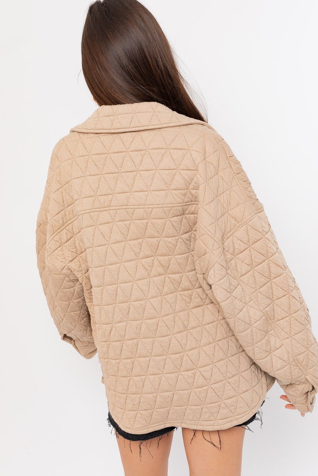 Taupe Quilted Jacket sold by Pinkblush product image thumbnail 3