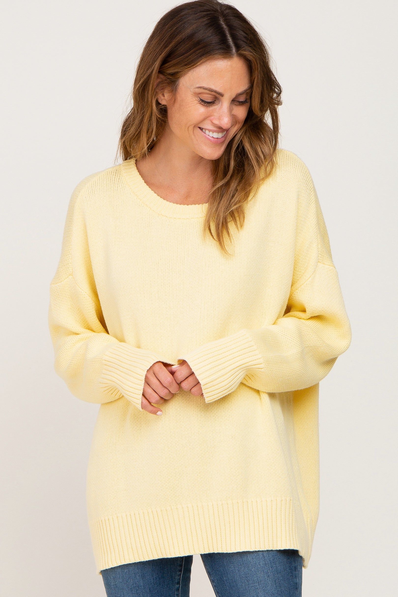 Yellow Ribbed Trim Maternity Sweater sold by Pinkblush product image thumbnail 5