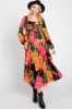 Black Floral Long Sleeve Midi Dress sold by Pinkblush