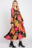 Black Floral Long Sleeve Midi Dress sold by Pinkblush