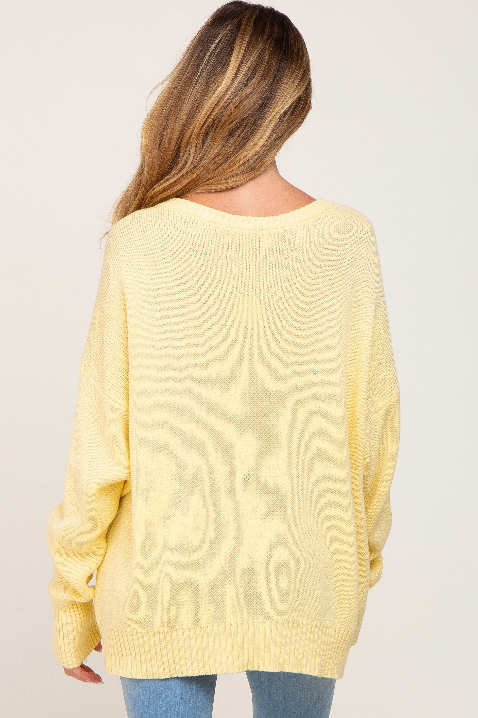 Yellow Ribbed Trim Maternity Sweater sold by Pinkblush product image thumbnail 4