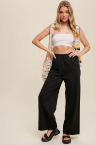 Black Basic Wide Leg Maternity Lounge Pants sold by Pinkblush