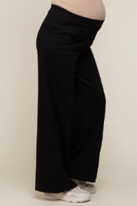Black Basic Wide Leg Maternity Lounge Pants sold by Pinkblush