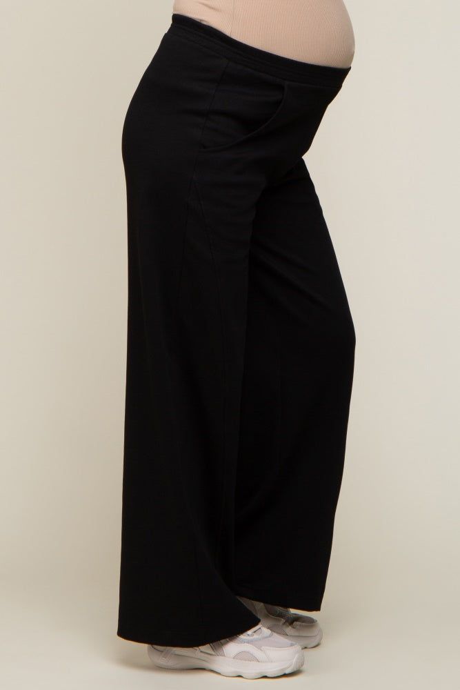 Black Basic Wide Leg Maternity Lounge Pants sold by Pinkblush product image thumbnail 3