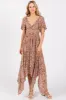 Brown Twist Front Cutout Maxi Dress sold by Pinkblush