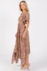 Brown Twist Front Cutout Maxi Dress sold by Pinkblush