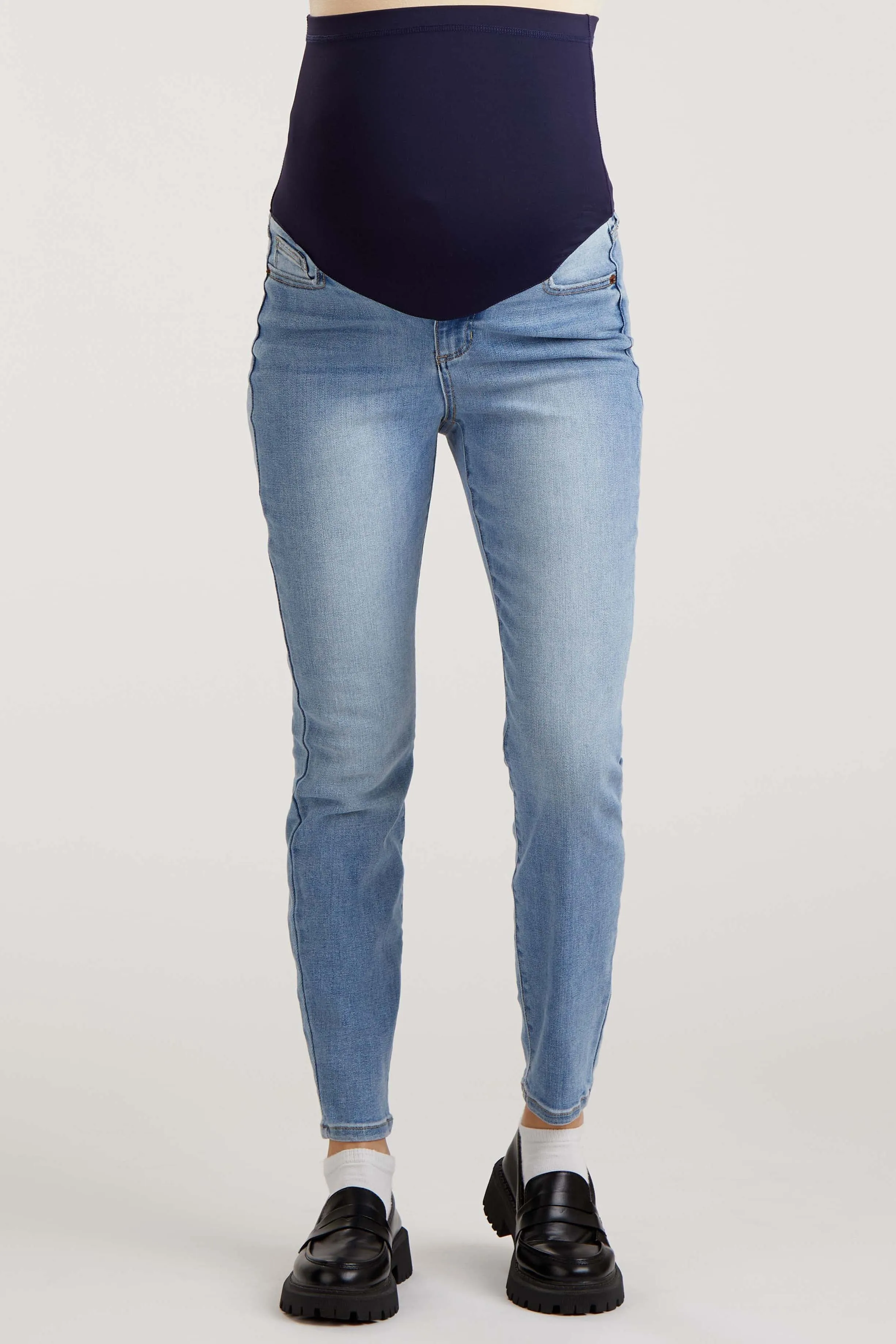 Light Blue Cropped Skinny Maternity Jeans sold by Pinkblush product image thumbnail 2