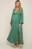Green Floral Lace Accent Side Slit Maternity Maxi Dress sold by Pinkblush