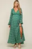 Green Floral Lace Accent Side Slit Maternity Maxi Dress sold by Pinkblush