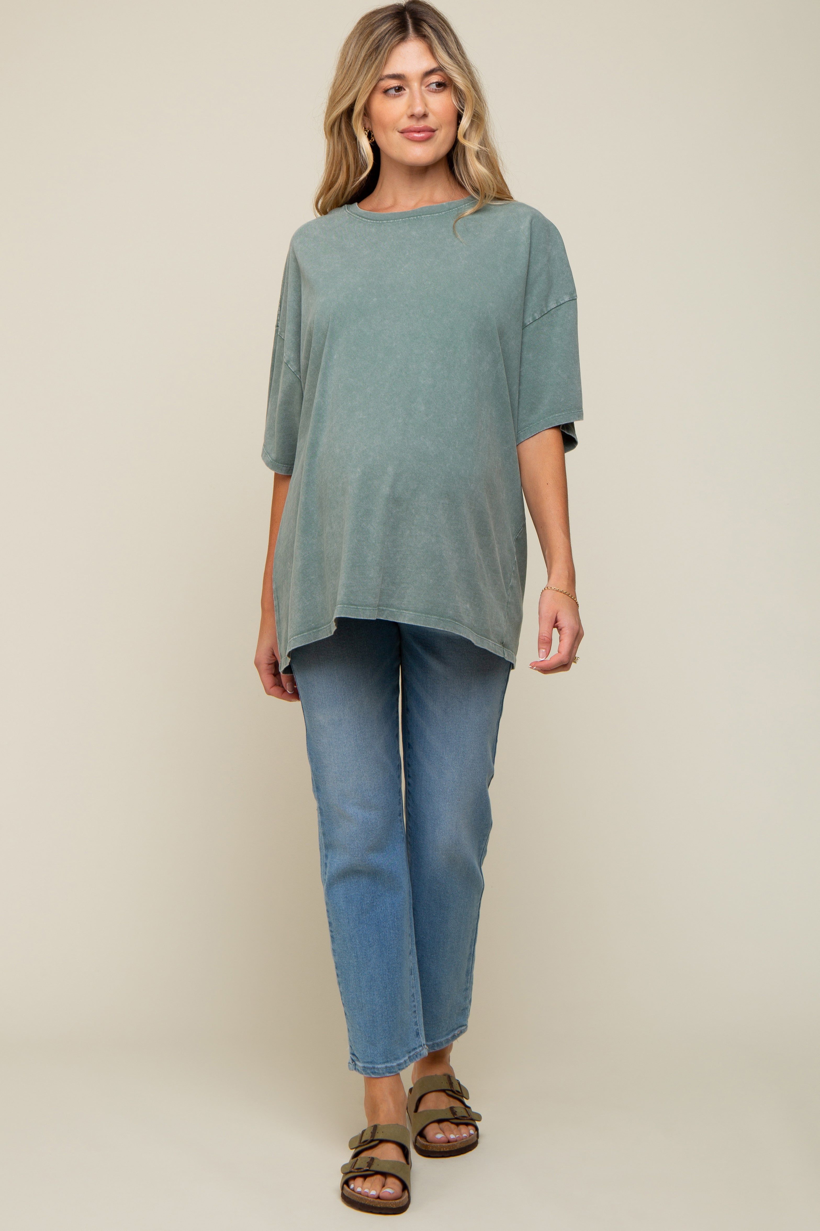 Sage Faded Oversized Maternity T-Shirt sold by Pinkblush product image thumbnail 4
