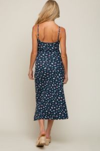Navy Floral Sleeveless Maternity Midi Dress sold by Pinkblush