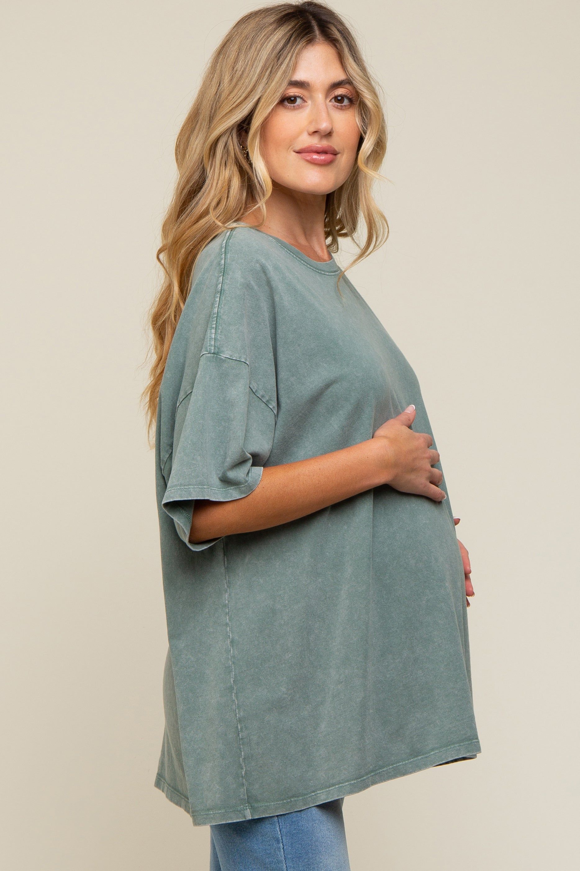 Sage Faded Oversized Maternity T-Shirt sold by Pinkblush product image thumbnail 2