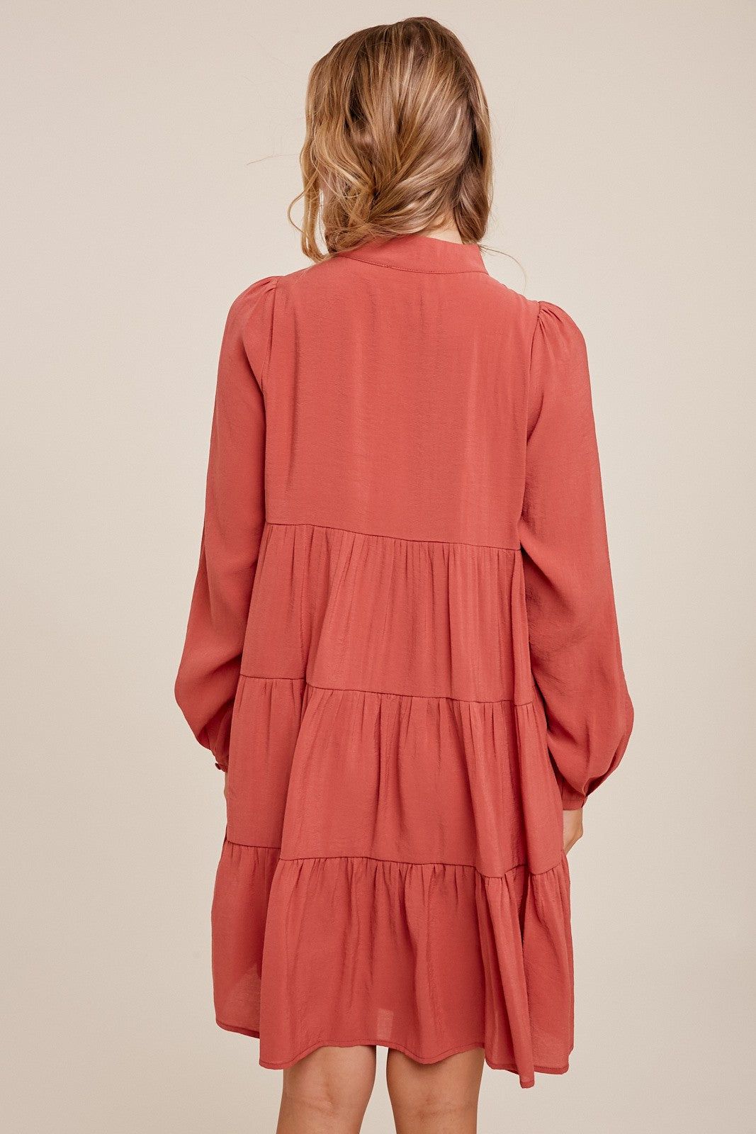 Rose Mock Neck Tiered Babydoll Dress sold by Pinkblush product image thumbnail 3