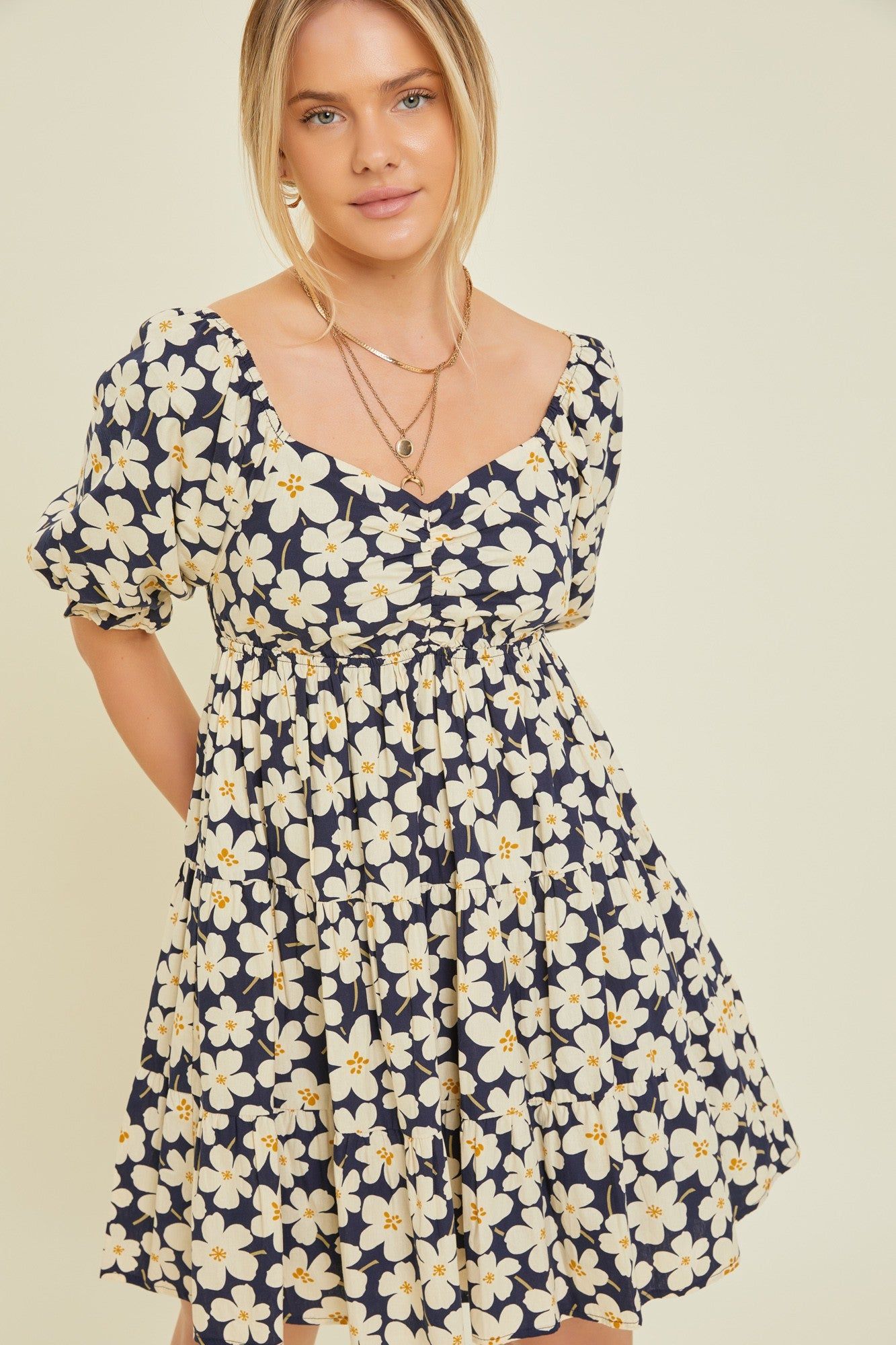 Ivory Multi Floral Print Mini Dress sold by Pinkblush product image thumbnail 4