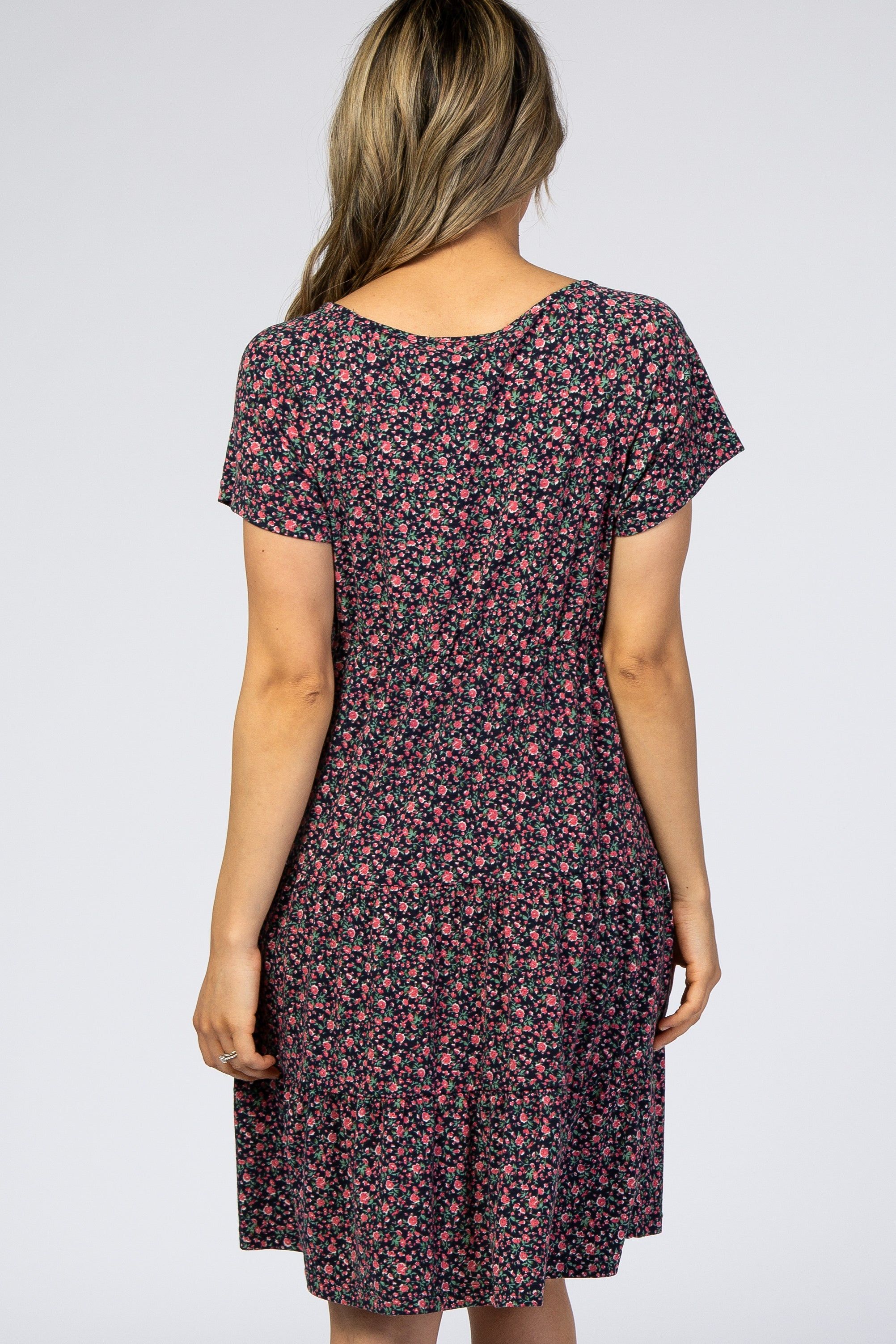 Navy Floral Tiered Dress sold by Pinkblush product image thumbnail 3