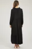 Black Button Front V-Neck Ruffle Tiered Maternity Midi Dress sold by Pinkblush