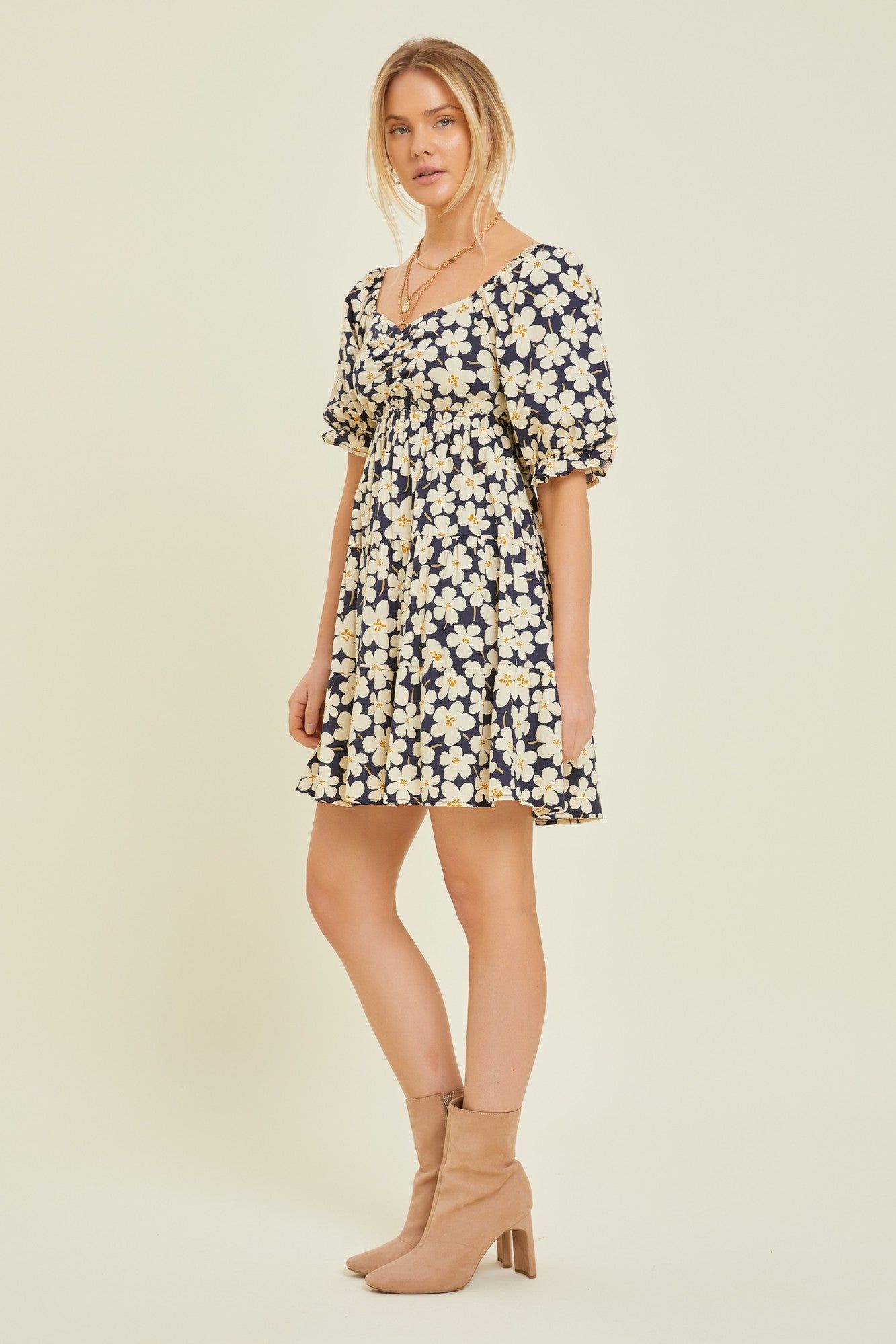 Ivory Multi Floral Print Mini Dress sold by Pinkblush product image thumbnail 2