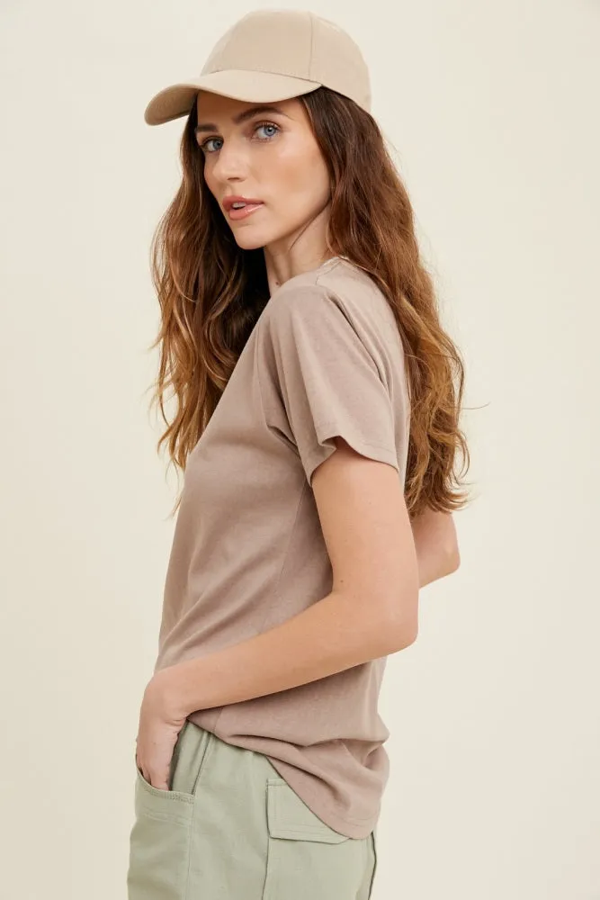 Taupe Contrast Neck Band Short Sleeve Top sold by Pinkblush product image thumbnail 2