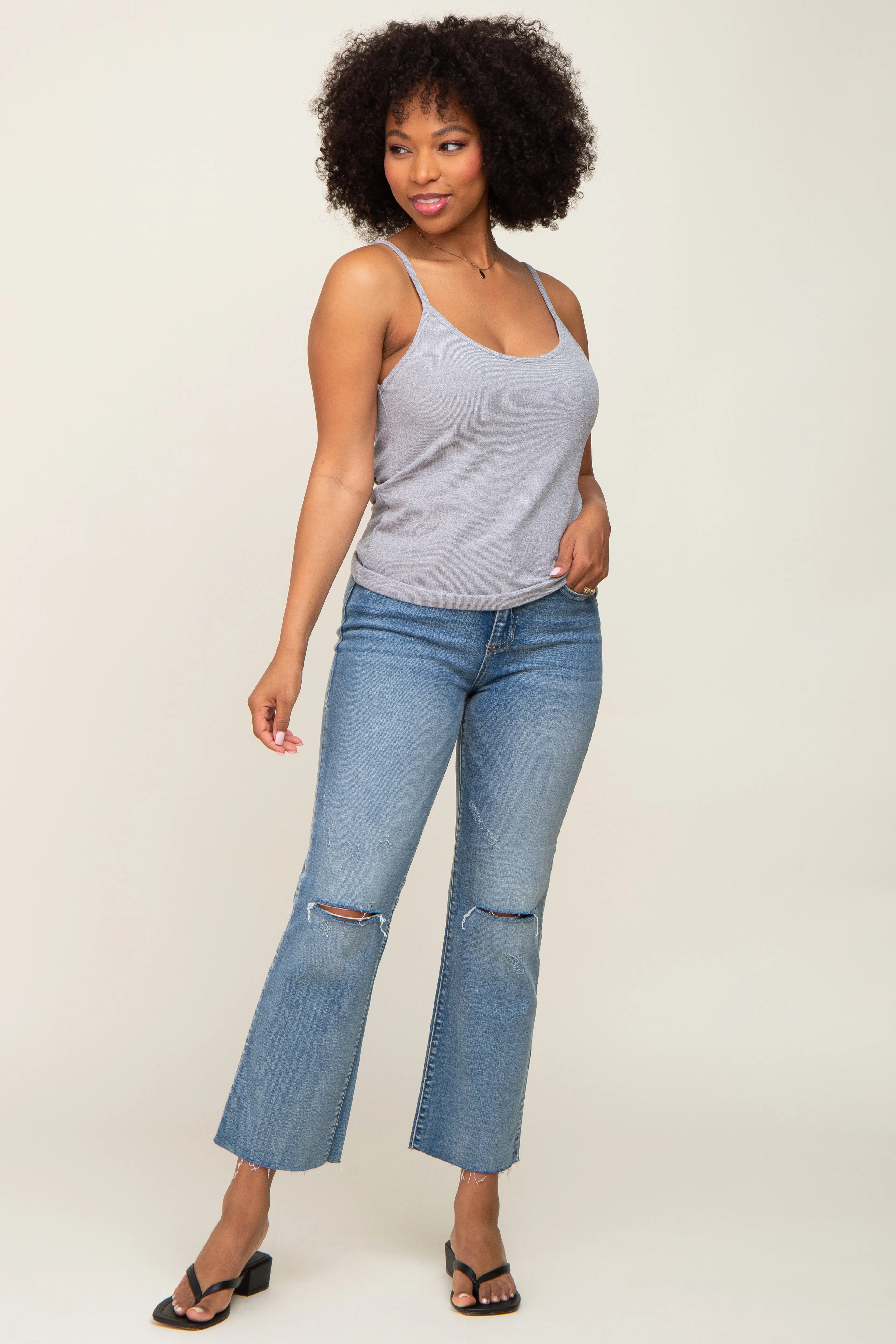 Heather Grey Ribbed Basic Tank Top sold by Pinkblush product image thumbnail 4