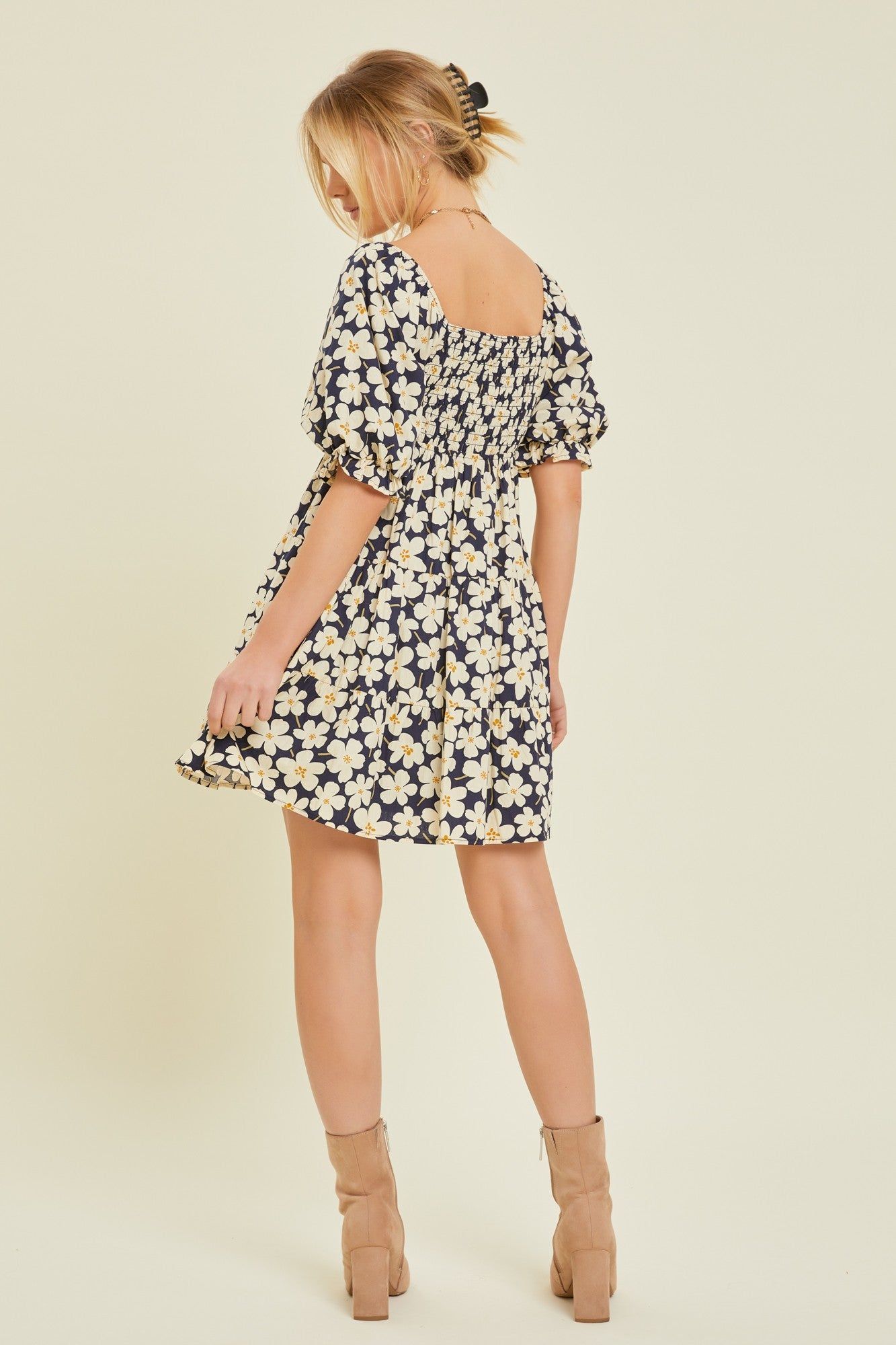 Ivory Multi Floral Print Mini Dress sold by Pinkblush product image thumbnail 3