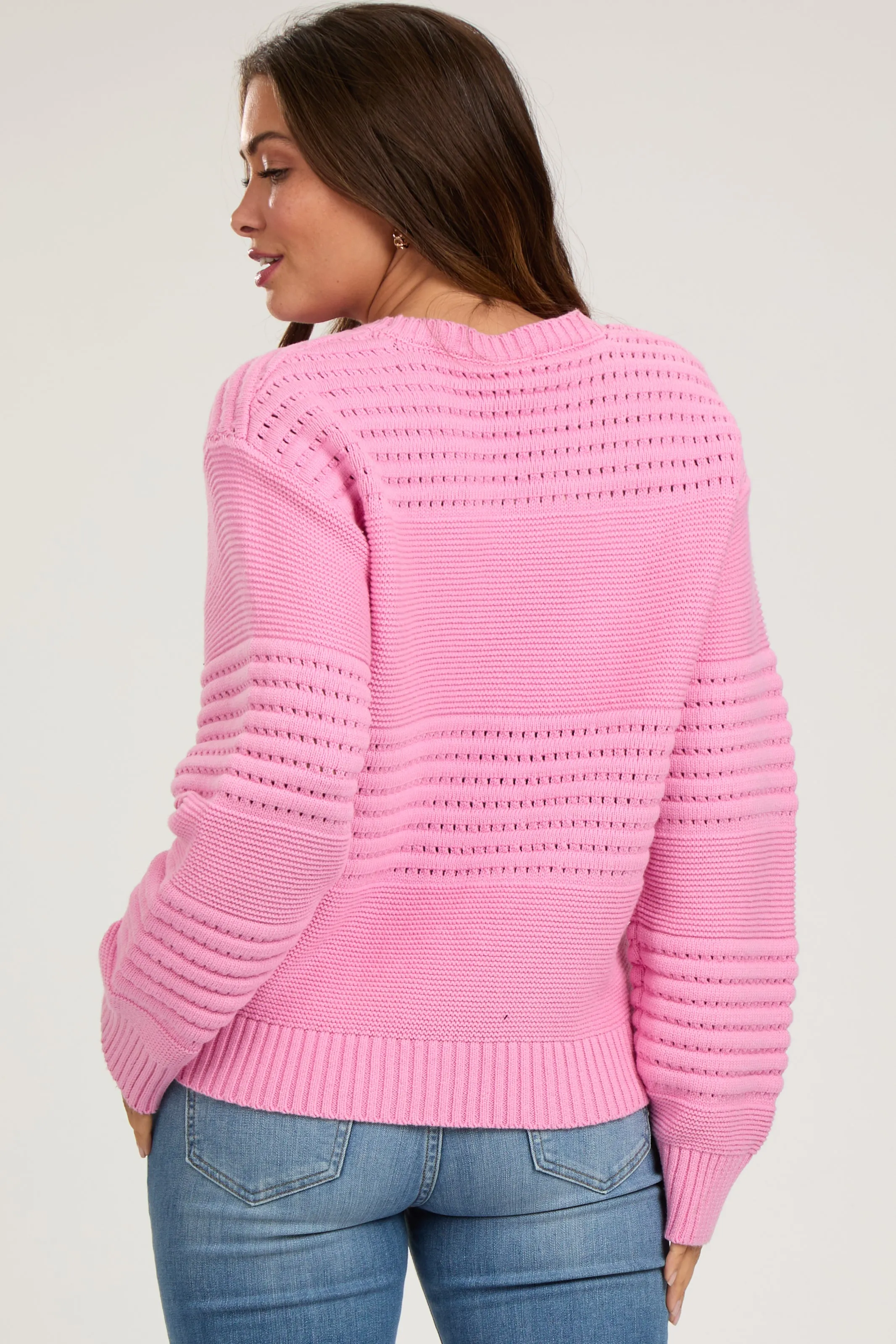 Pink Open Knit Maternity Sweater sold by Pinkblush product image thumbnail 3
