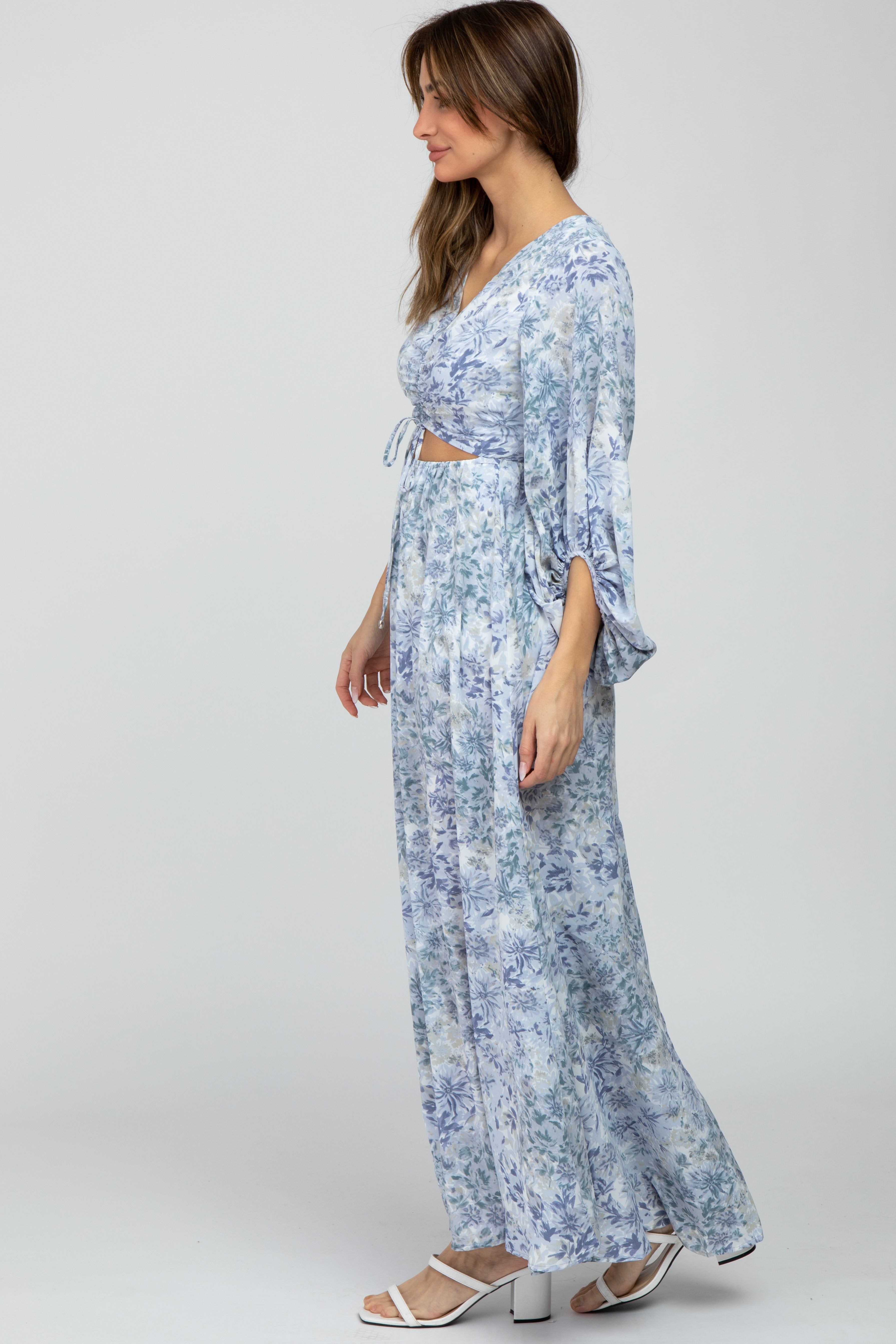 Blue Floral Front Cutout Maxi Dress sold by Pinkblush product image thumbnail 2