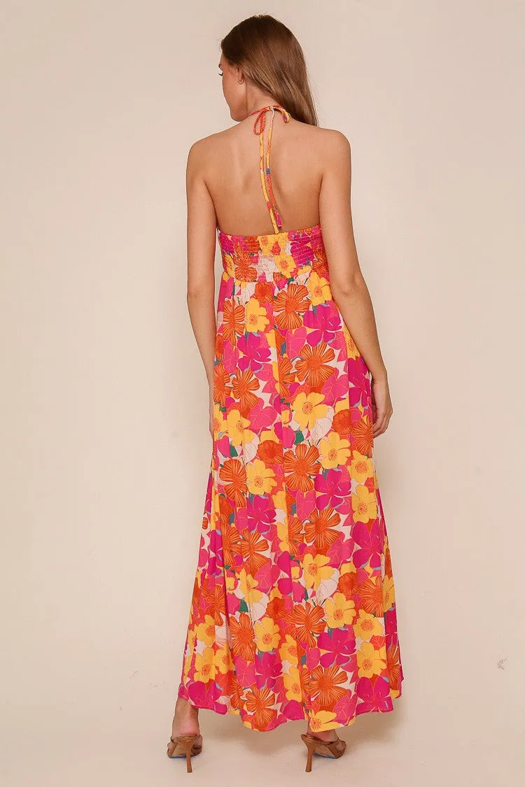 Peach Floral Halter Maxi Dress sold by Pinkblush product image thumbnail 3