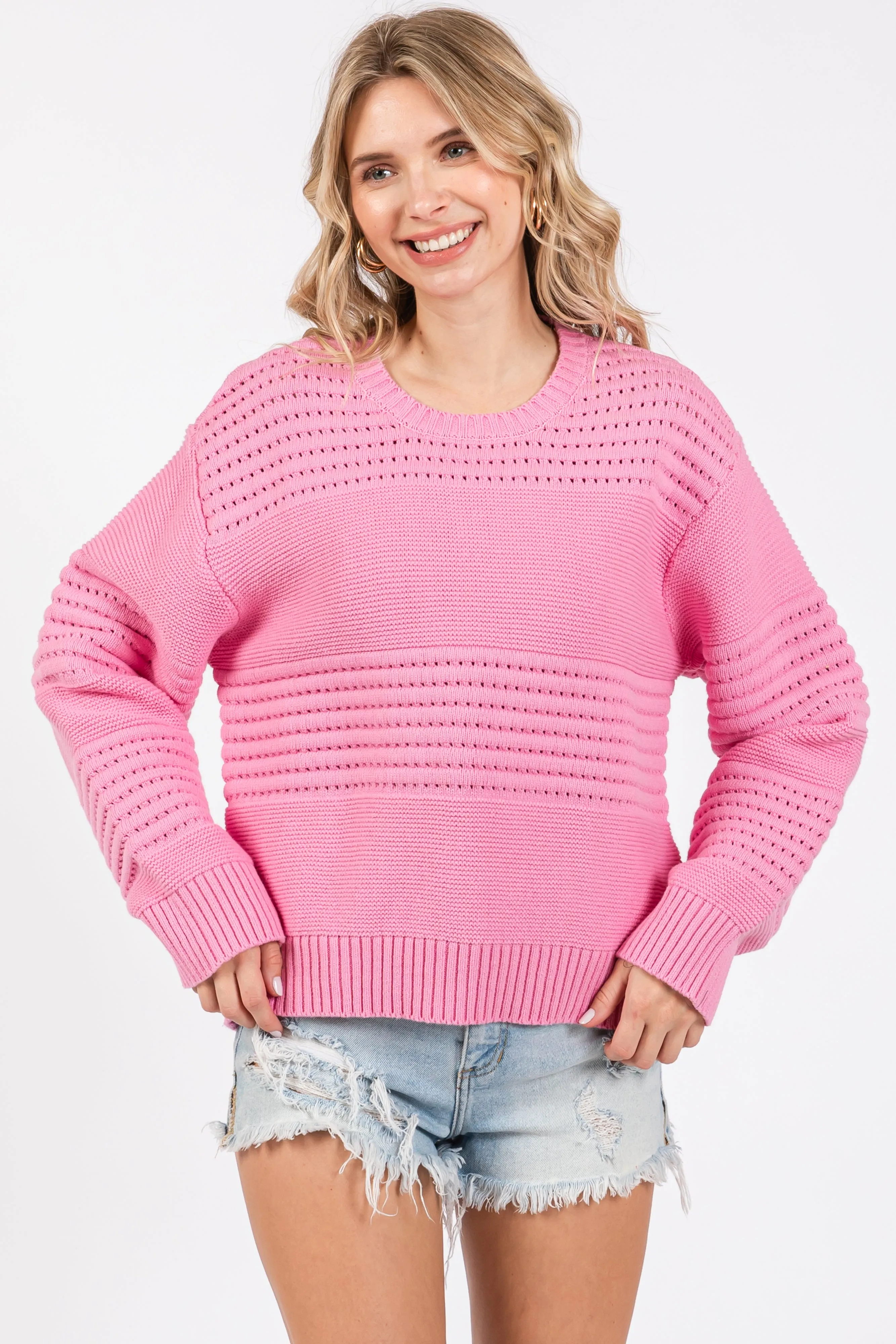 Pink Open Knit Maternity Sweater sold by Pinkblush product image thumbnail 4