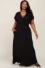 Black Basic Maternity Plus Wrap Maxi Dress sold by Pinkblush