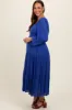 Royal Blue Tiered Maternity Midi Dress sold by Pinkblush