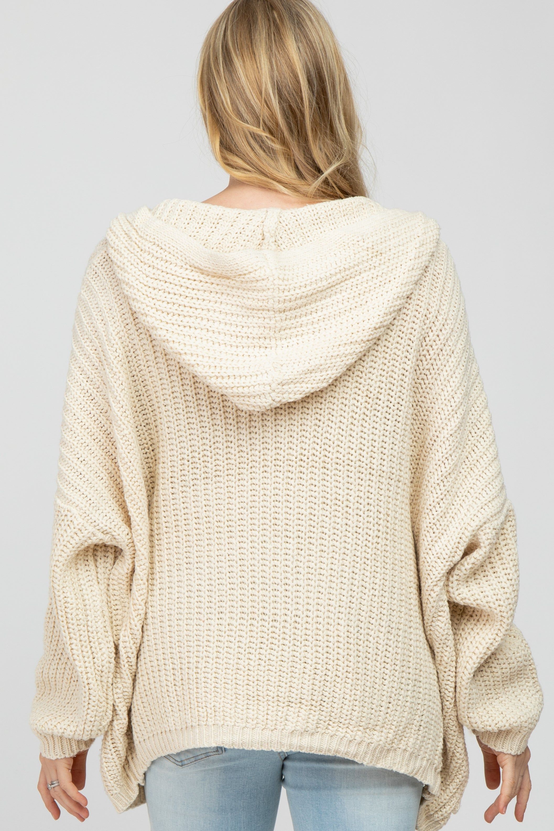 Beige Cable Knit Hooded Maternity Cardigan sold by Pinkblush product image thumbnail 4