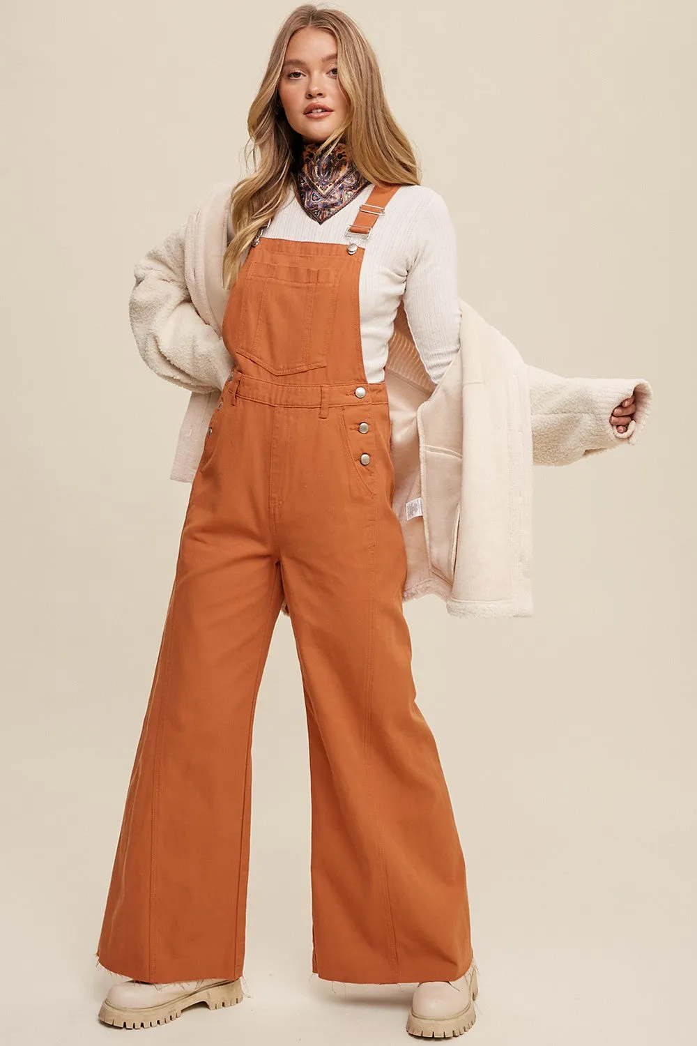 Rust Denim Retro Wide Opening Overalls sold by Pinkblush