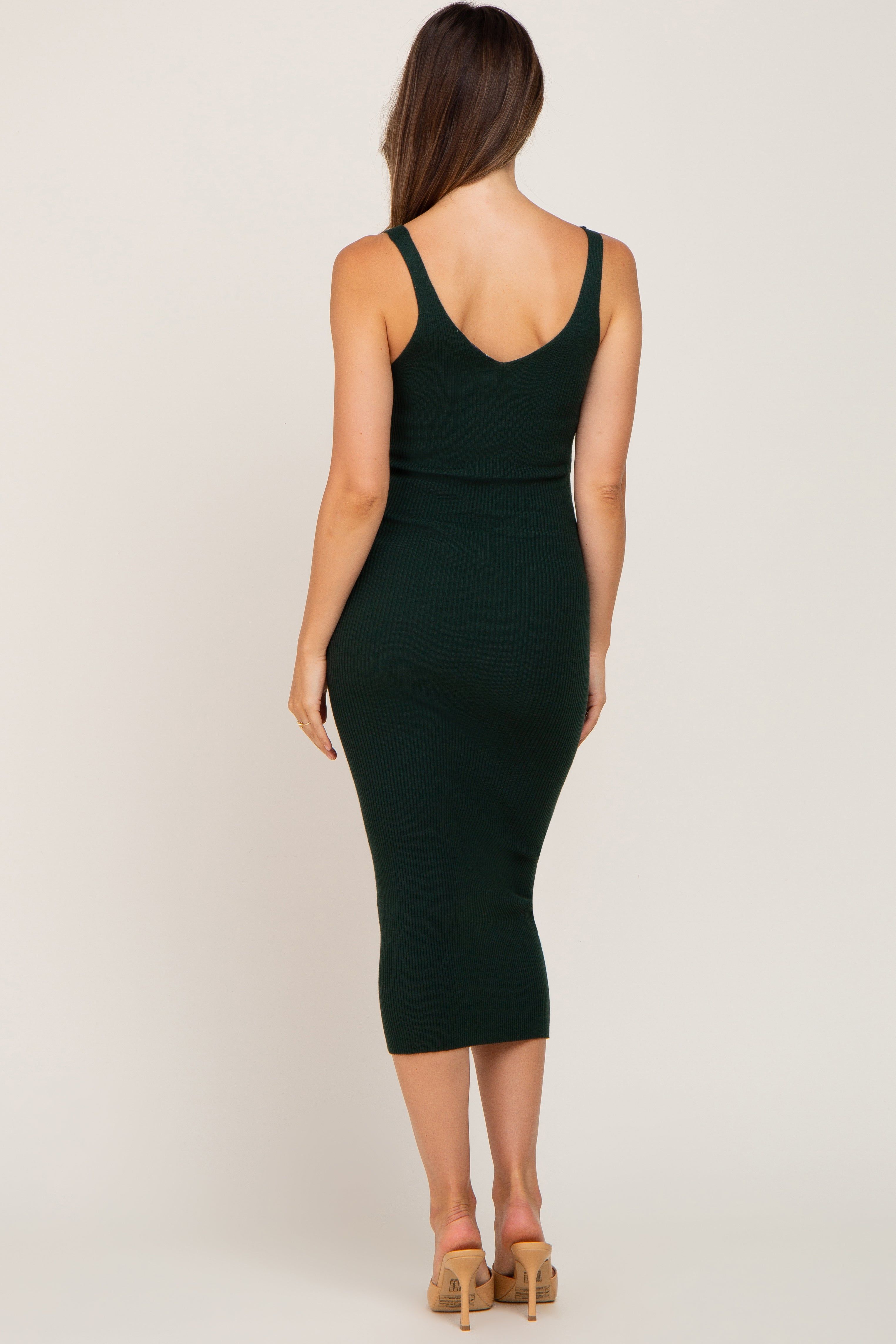 Forest Green Sleeveless V-Neck Maternity Sweater Dress sold by Pinkblush product image thumbnail 3