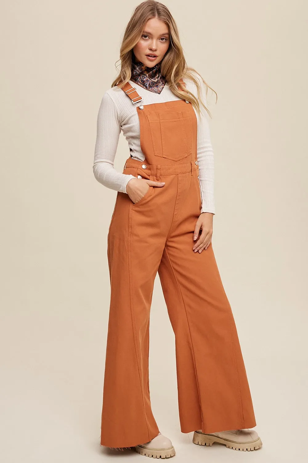 Rust Denim Retro Wide Opening Overalls sold by Pinkblush product image thumbnail 2